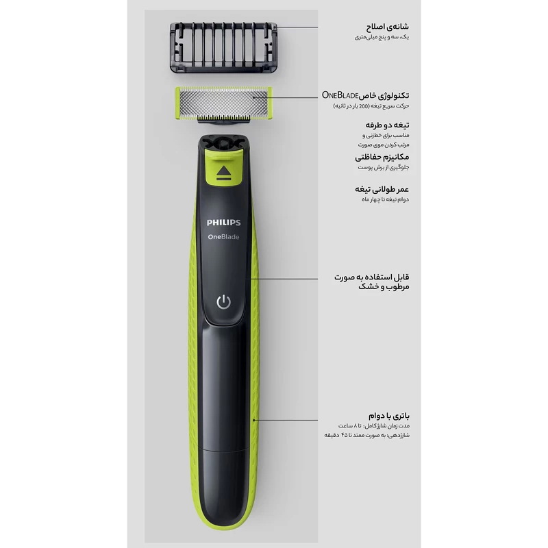 ماشین اصلاح موی صورت و بدن فیلیپس مدل OneBlade Sensitive