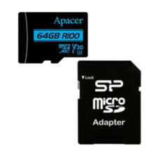 کارت حافظه microSDXC اپیسر مدل RIOO کلاس 10 استاندارد UHS-I U3 سرعت 100MBps ظرفیت 64 گیگابایت به همراه آداپتور SD