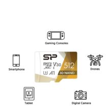کارت حافظه microSDXC سیلیکون پاور مدل Superior pro کلاس 10 استاندارد UHS-I U3 سرعت 100MBps ظرفیت 512 گیگابایت به همراه آداپتور SD