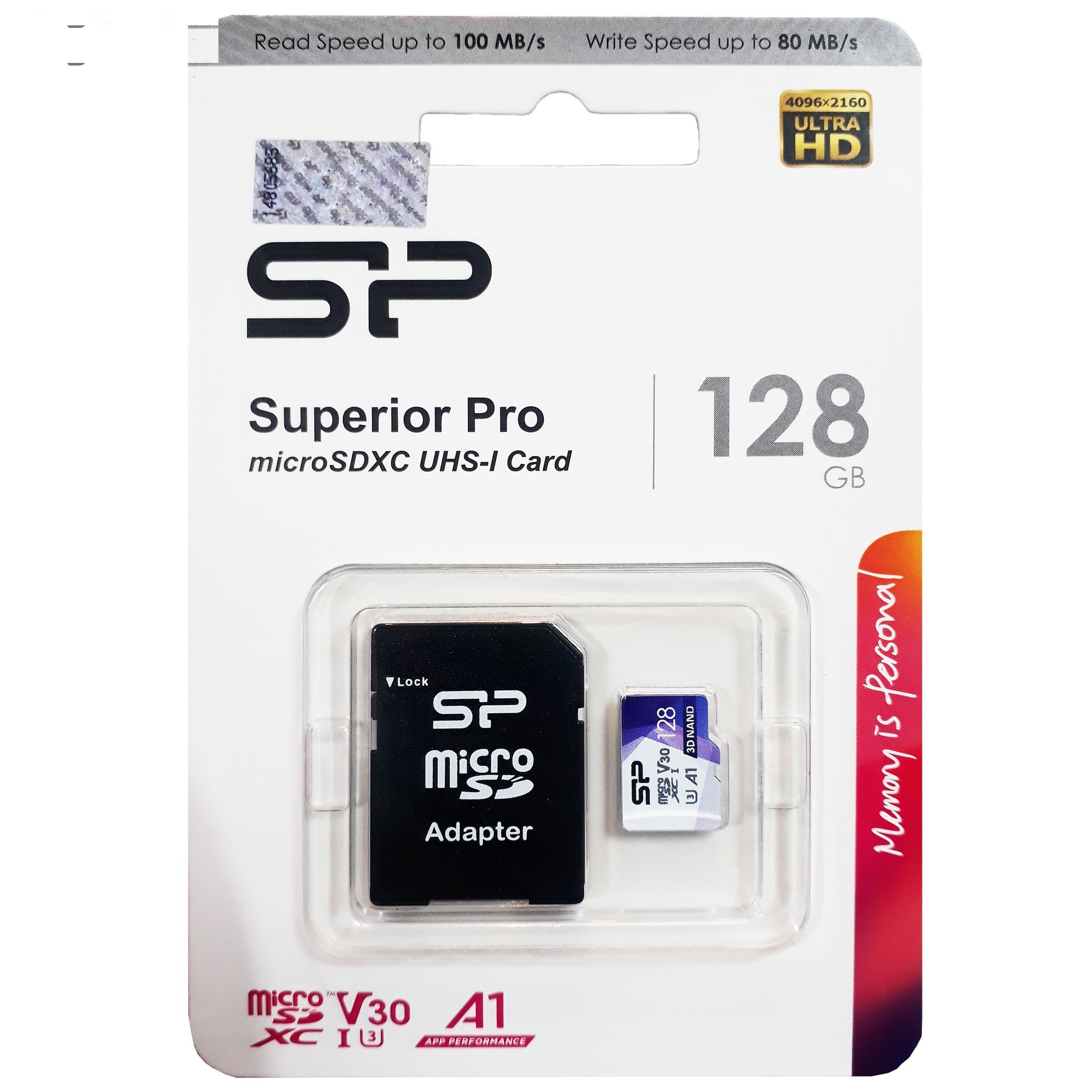 کارت حافظه microSDXC سیلیکون پاور مدل Superior Pro کلاس 10 استاندارد UHS-I U3 سرعت 100MBps ظرفیت 128 گیگابایت به همراه آداپتور SD