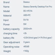پنکه USB باسئوس مدل BS-HF014