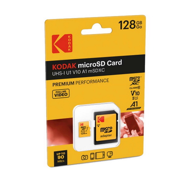کارت حافظه SDHC کداک مدل V10 کلاس 10 استاندارد C10 سرعت 50mbps ظرفیت 128 گیگابایت به همراه آداپتور
