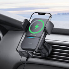 پایه نگهدارنده و شارژر بی سیم گوشی موبایل باسئوس مدل Wisdom Auto