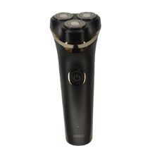 ماشین اصلاح موی صورت وی جی ار مدل V-319، منبع انرژی باتری، تکنولوژی اصلاح به صورت برش چرخشی، مدت زمان شارژ 90 دقیقه و مدت زمان استفاده پس از شارژ 90 دقیقه، به همراه برس تمیزکننده، ضد آب