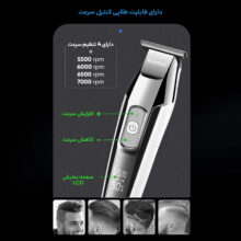 ماشین اصلاح موی صورت کیمی مدل KM-5027، اصلاح به صورت حجم زن، استفاده به صورت خشک و مرطوب، منبع انرژی با کابل USB، تکنولوژی اصلاح به صورت برش مستقیم، اندازه اصلاح ۰.۱ تا ۳ میلی‌متر، مدت زمان شارژ ۱۲۰ دقیقه و مدت زمان استفاده پس از شارژ ۲۴۰ دقیقه