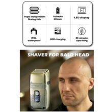 ماشین اصلاح موی سر و صورت وی جی ار مدل V-335، منبع انرژی باتری، تکنولوژی اصلاح به صورت فویلی، مدت زمان شارژ 90 دقیقه و مدت زمان استفاده پس از شارژ 80 دقیقه، به همراه برس تمیزکننده، ضد آب، جنس تیغه استیل پیشرفته