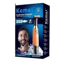 ماشین اصلاح صورت و ابرو کیمی مدل KM-1910، استفاده خشک و مرطوب، منبع انرژی باتری، تکنولوژی اصلاح به صورت برش مستقیم، اندازه اصلاح 0 تا 9 میلی‌متر، مدت زمان شارژ 480 دقیقه و مدت زمان استفاده پس از شارژ 60 دقیقه، به همراه روغن، با قابلیت شست‌و‌شو