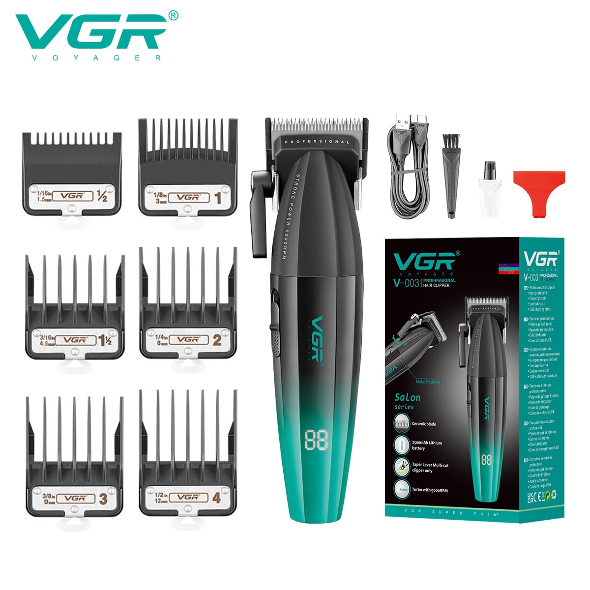 ماشین اصلاح موی سر و صورت وی جی ار مدل V-003