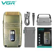 ماشین اصلاح موی سر و صورت وی جی ار مدل V-335، منبع انرژی باتری، تکنولوژی اصلاح به صورت فویلی، مدت زمان شارژ 90 دقیقه و مدت زمان استفاده پس از شارژ 80 دقیقه، به همراه برس تمیزکننده، ضد آب، جنس تیغه استیل پیشرفته