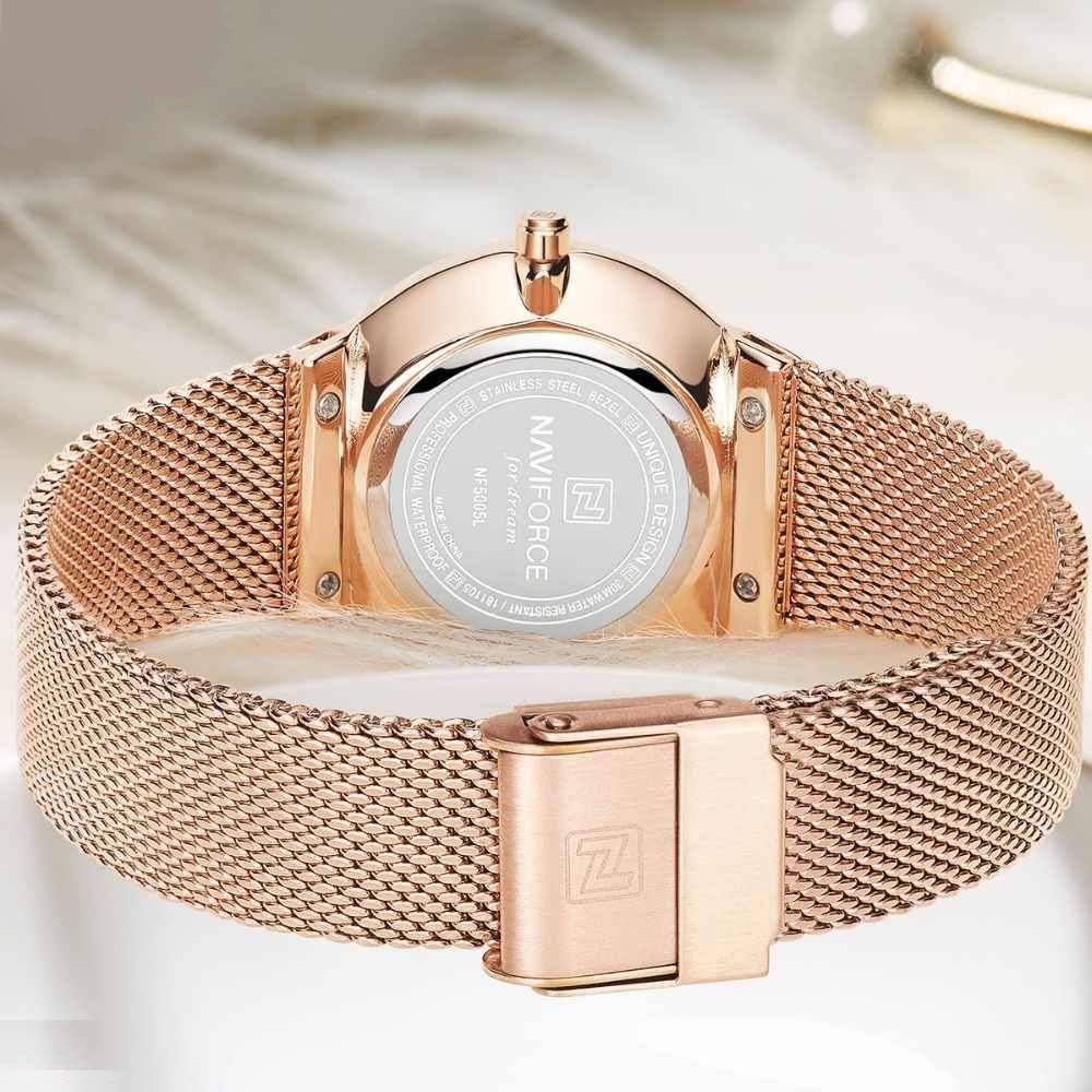 ساعت مچی زنانه نیوی فورس (Naviforce) مدل عقربه ایNF5005-RG-WH