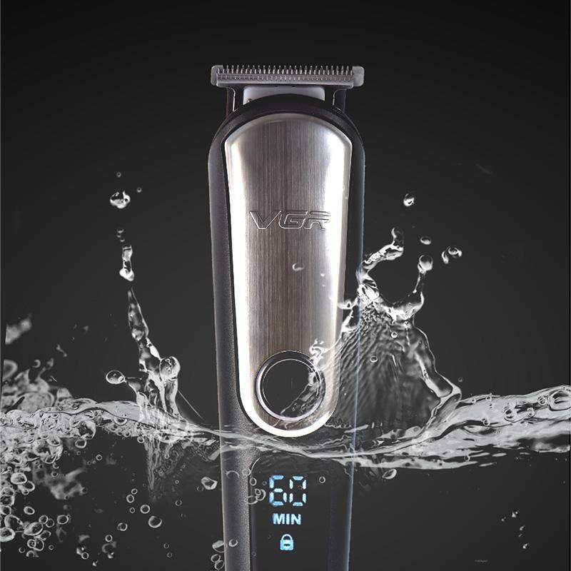 ست ماشین اصلاح موی صورت و بدن وی جی ار مدل 105، منبع انرژی باتری، تکنولوژی اصلاح به صورت تریمر، اندازه اصلاح 0.2 میلی‌متر، مدت زمان شارژ 90 دقیقه و مدت زمان استفاده پس از شارژ 60 دقیقه، به همراه استند شارژ، برس تمیزکننده، ضد آب، دارای نمایشگر دیجیتال