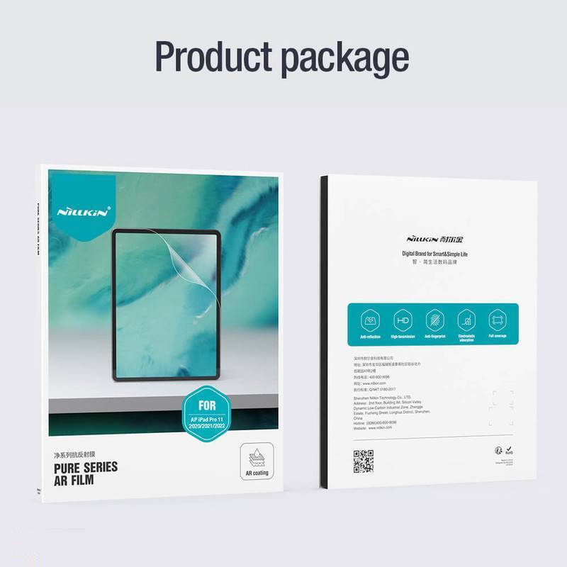محافظ صفحه نمایش نیلکین مدل Pure AR Film مناسب برای تبلت اپل iPad Pro 11 (2020)/ Apple iPad Pro 11 (2021)/ Apple iPad Pro 11 (2022)