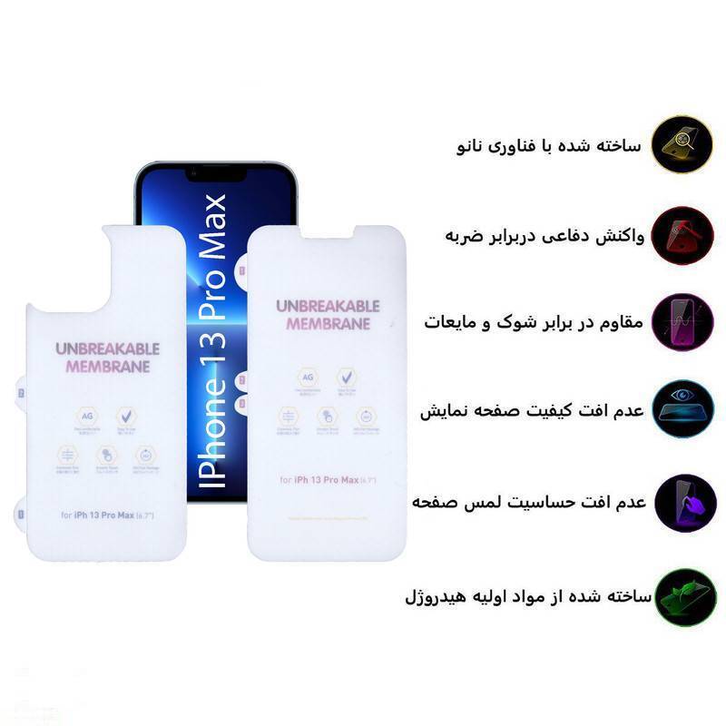 محافظ صفحه نمایش مات بوف مدل Hydrogel-Matte-G مناسب برای گوشی موبایل اپل iphone 13 Pro Max به همراه محافظ پشت گوشی