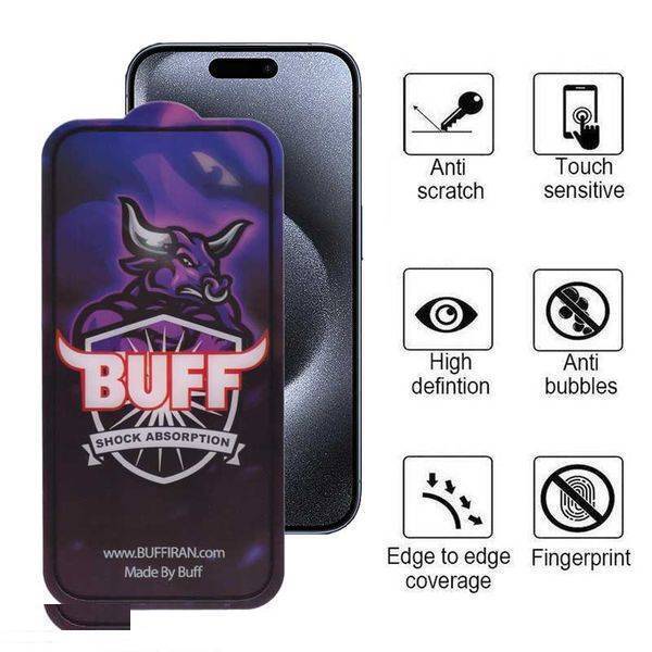 محافظ صفحه نمایش بوف مدل 5D Buffer مناسب برای گوشی موبایل اپل iPhone 15 Pro