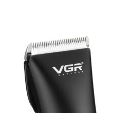 ماشین اصلاح موی سر و صورت وی جی ار مدل V-185، منبع انرژی باتری، تکنولوژی اصلاح به صورت برش مستقیم، اندازه اصلاح 0.8 تا 2 میلی‌متر، مدت زمان شارژ 120 دقیقه و مدت زمان استفاده پس از شارژ 200 دقیقه، به همراه استند شارژ، کابل USB، برس تمیزکننده، روغن