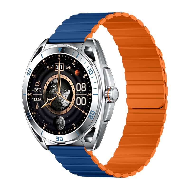 ساعت هوشمند گلوریمی مدل MOB M2  PURE BASS OPR دارای قابلیت های کنترل موسیقی، شمارنده ضربان قلب، گام شمار، قابلیت مکالمه از طریق بلوتوث، پشتیبانی از زبان فارسی، بند سیلیکون