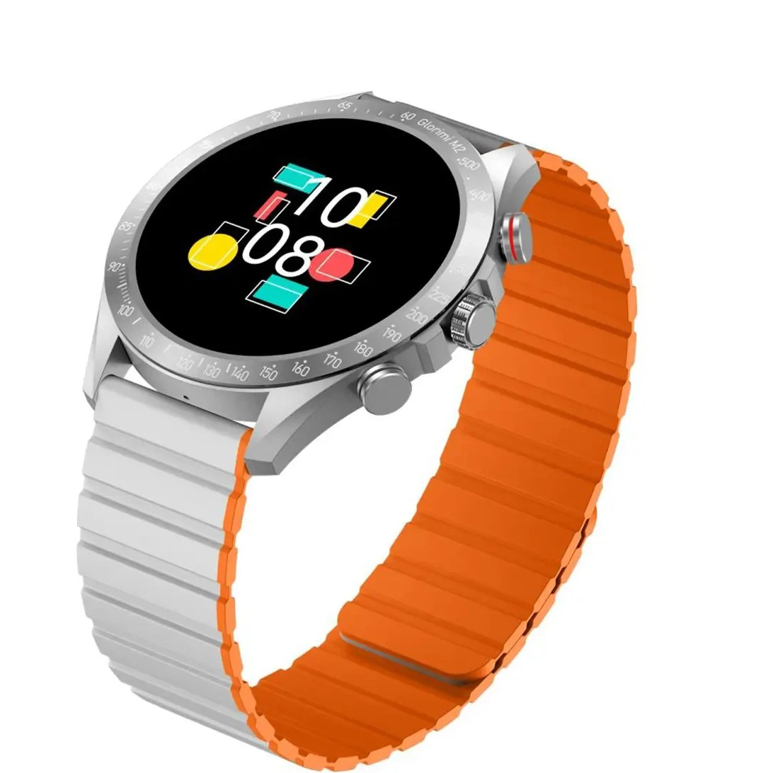 ساعت هوشمند گلوریمی مدل APY M2 LIGHT WEIGHT دارای قابلیت های کنترل موسیقی، شمارنده ضربان قلب، گام شمار، قابلیت مکالمه از طریق بلوتوث، پشتیبانی از زبان فارسی، بند سیلیکون