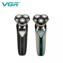 ماشین اصلاح موی صورت وی جی ار مدل V-323، منبع انرژی باتری، تکنولوژی اصلاح به صورت برش چرخشی، اندازه اصلاح 0.01 میلی‌متر، مدت زمان استفاده پس از شارژ 60 دقیقه، به همراه برس تمیزکننده، کیف نگهداری، ضد آب