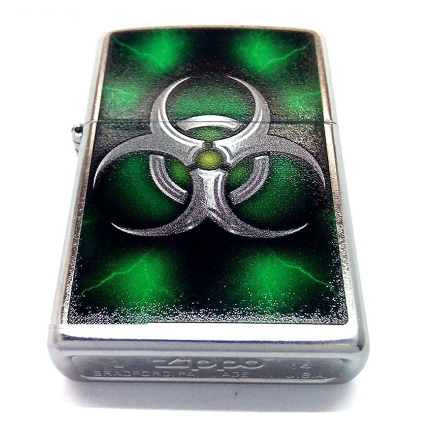 فندک زیپو مدل Biohazard Green Street Chrome کد 28853