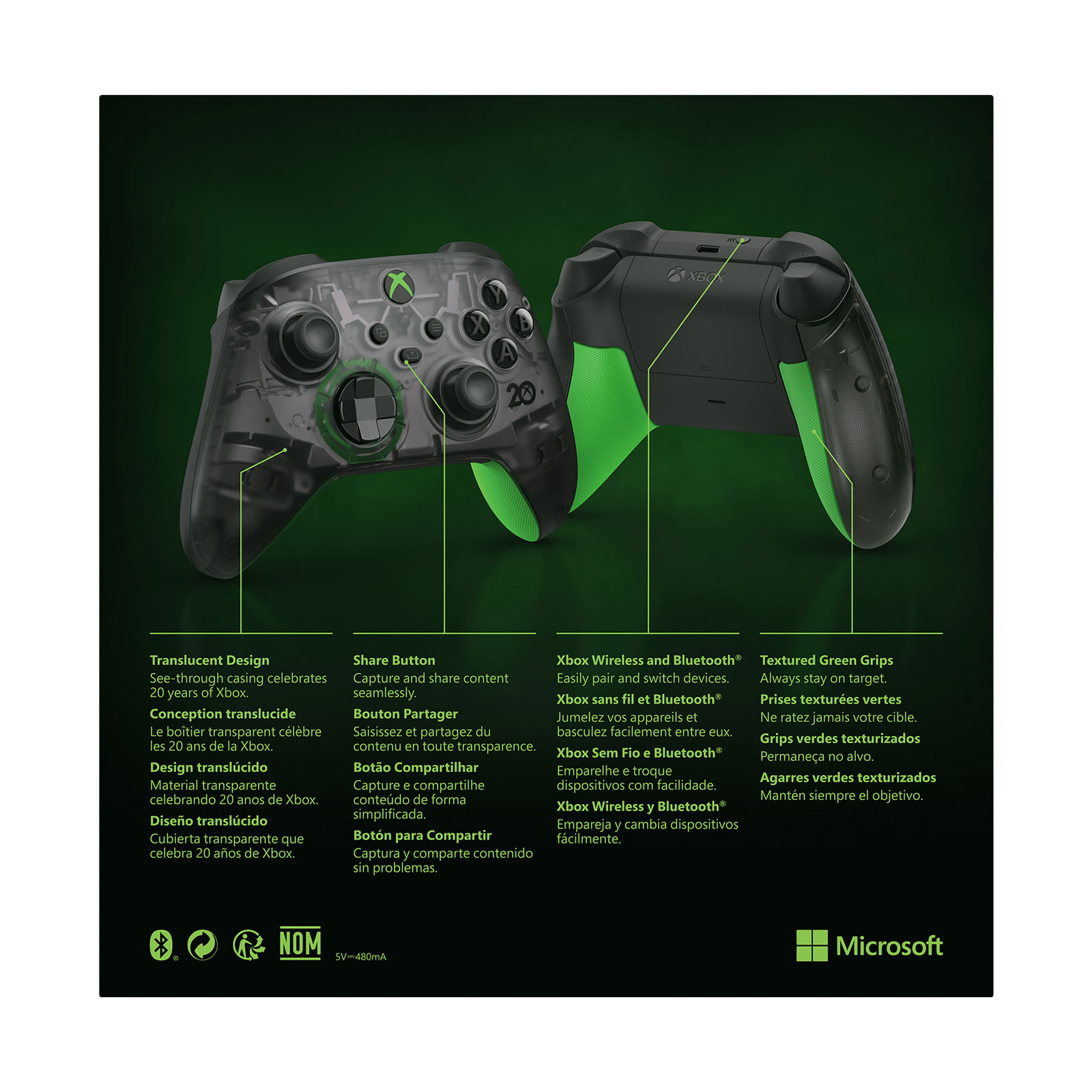 دسته بازی ایکس باکس مایکروسافت مدل Series S-X طرح ویژه 20 سالگی ایکس باکس