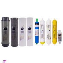 فیلتر دستگاه تصفیه آب آکوآ اسپرینگ مدل F-S7-Q9A مجموعه 8 عددی به همراه رسوب گیر گلیتز