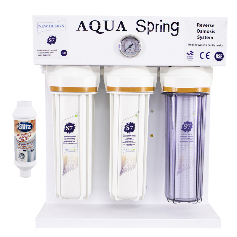 دستگاه تصفیه کننده آب آکوآ اسپرینگ مدل RO-S7-WZ 7950 به همراه رسوب گیر گلیتز