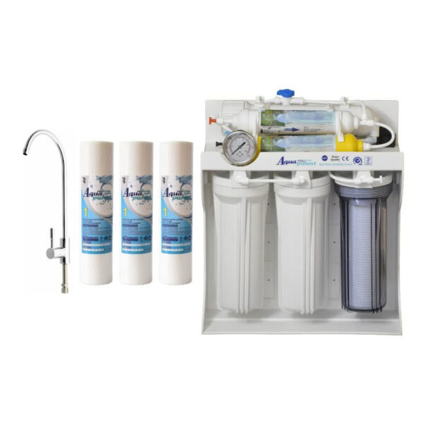 دستگاه تصفیه کننده آب آکوا پیورست مدل SM 9092  به همراه شیر تصفیه و فیلتر تصفیه مجموعه 3 عددی