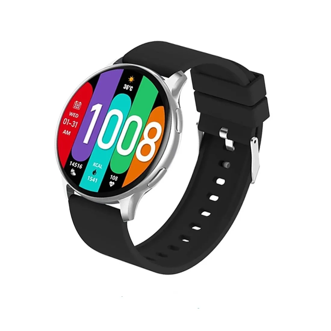 ساعت هوشمند گلوریمی مدل MMD PORTABLE GR1 TRULY دارای قابلیت های کنترل موسیقی (Music Player)، صفحه نمایش رنگی، صفحه نمایش لمسی، قابلیت مکالمه از طریق بلوتوث بند سیلیکون