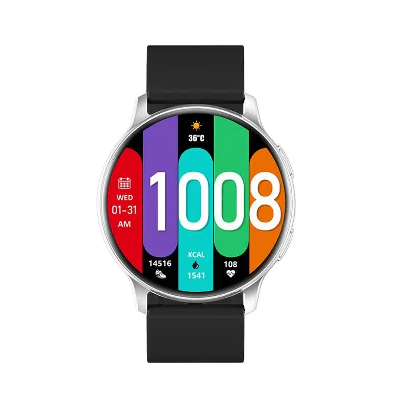 ساعت هوشمند گلوریمی مدل MMD PORTABLE GR1 TRULY دارای قابلیت های کنترل موسیقی (Music Player)، صفحه نمایش رنگی، صفحه نمایش لمسی، قابلیت مکالمه از طریق بلوتوث بند سیلیکون