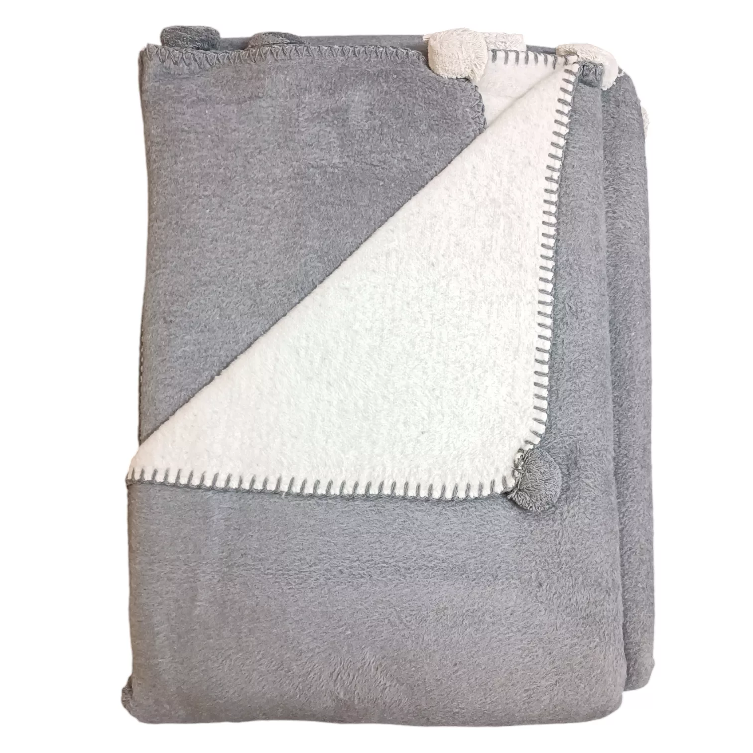 پتو ازدیلک مدل Ponponlu Antrasit دو رو سایز 150×200 سانتی متر