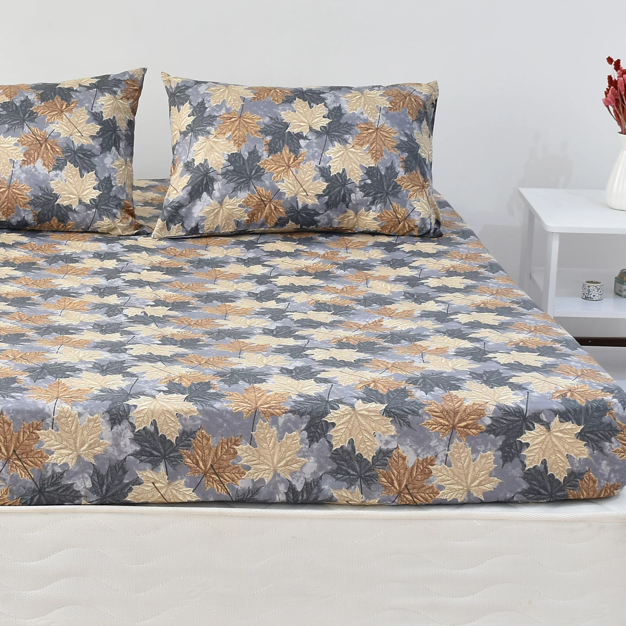 سرویس ملحفه بومرنگ مدل Maple-120 یکنفره 2 تکه