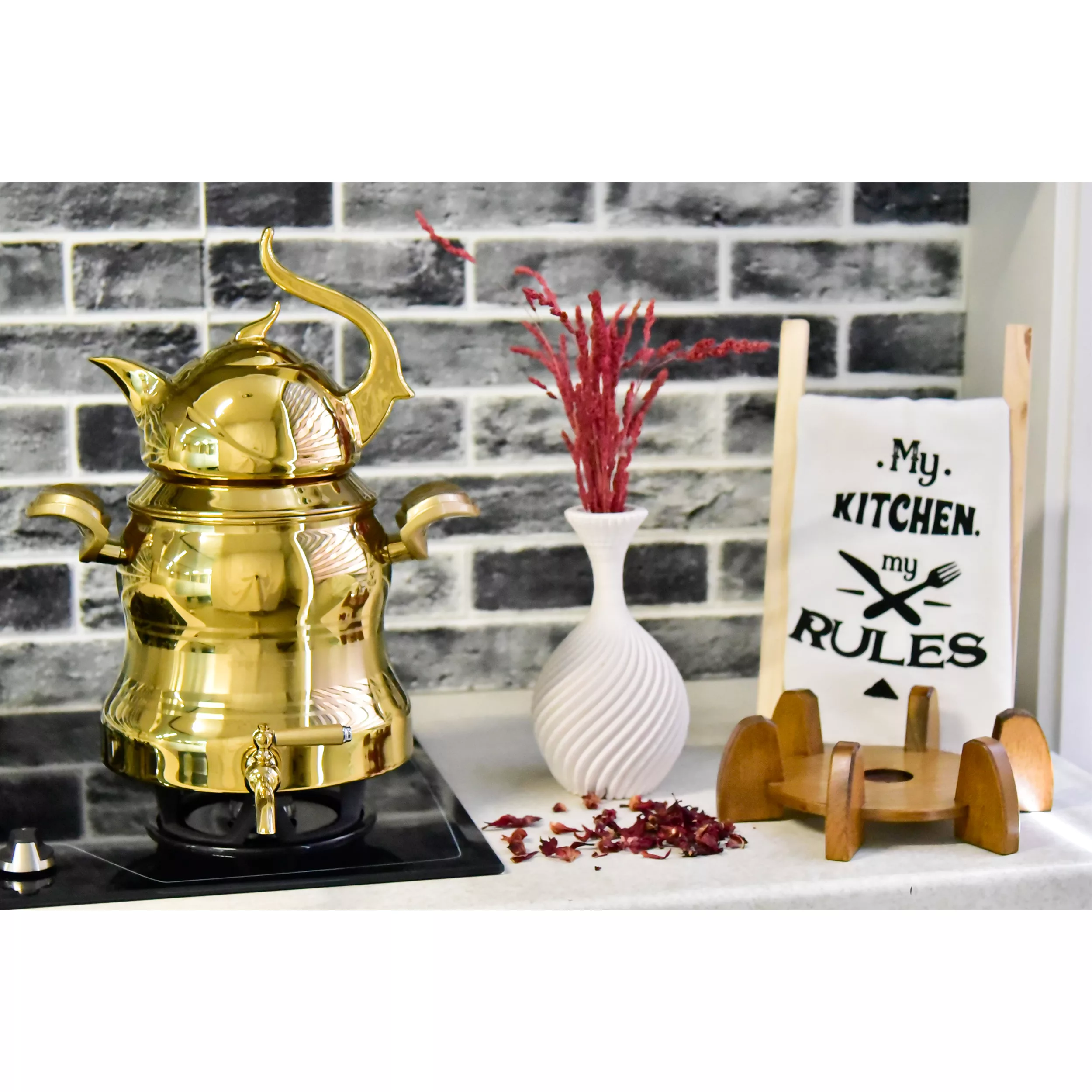 ست کتری و قوری کروپ مدل استند چوبی کد FGH-800