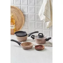 سرویس پخت و پز 5 پارچه کاراجا مدل Bio Granit Wood Stone Mini کد 153.03.08.3538