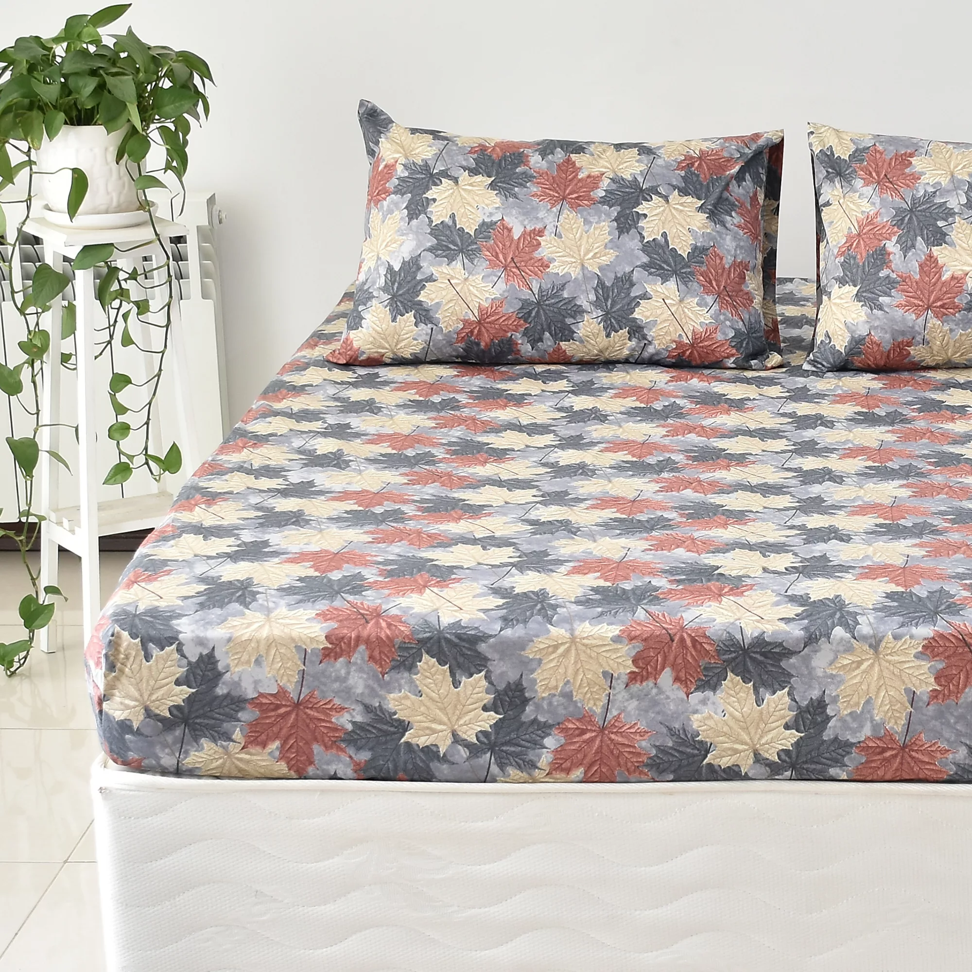 سرویس ملحفه بومرنگ مدل Maple-120 یکنفره 2 تکه