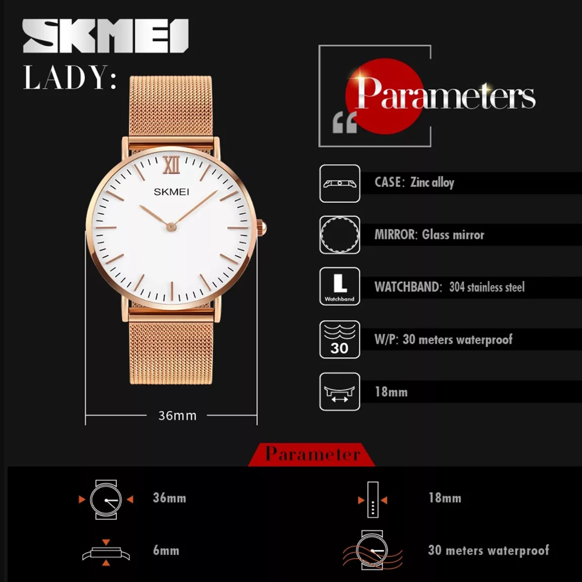 ساعت مچی عقربه ای زنانه اسکمی مدل 1182