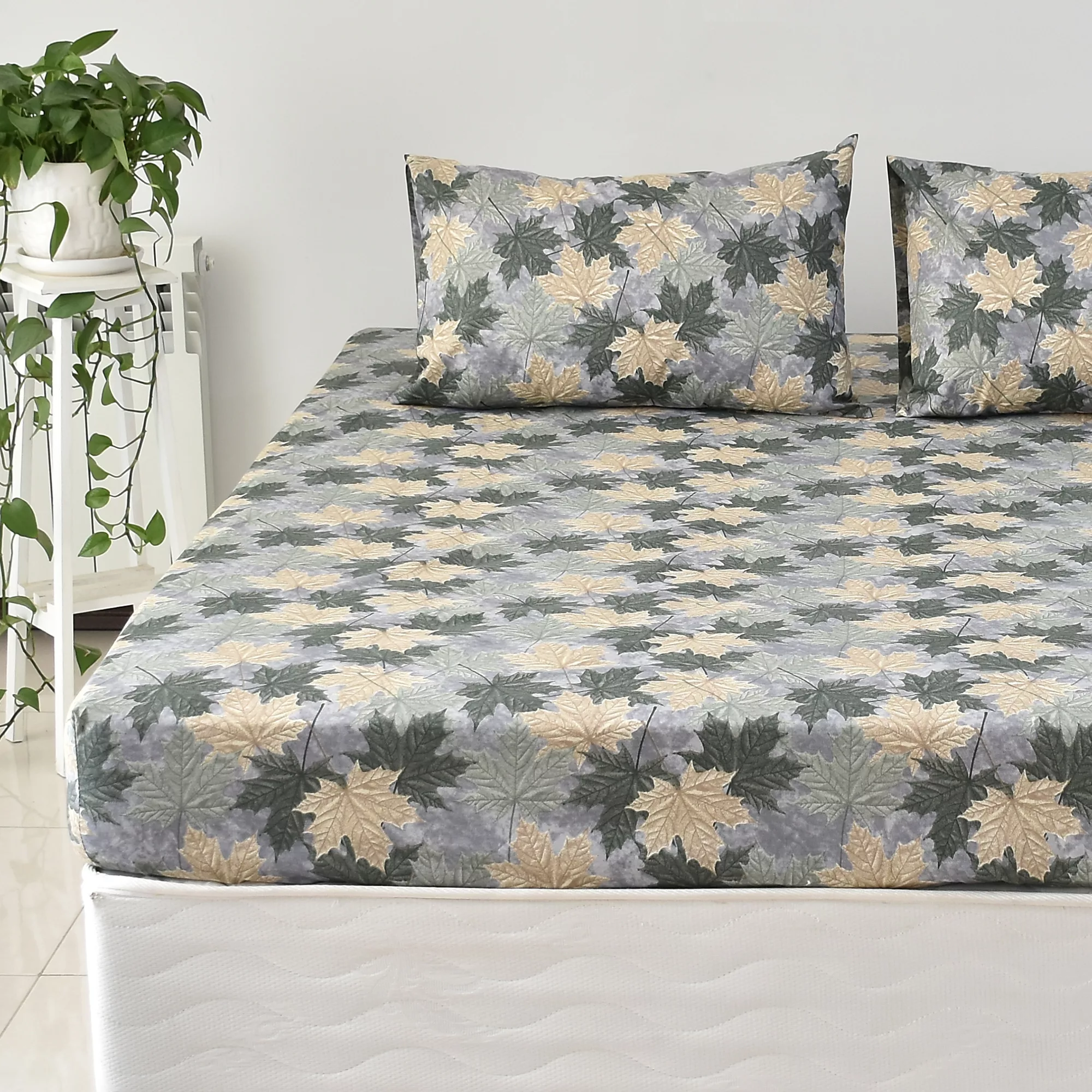 سرویس ملحفه بومرنگ مدل Maple-120 یکنفره 2 تکه