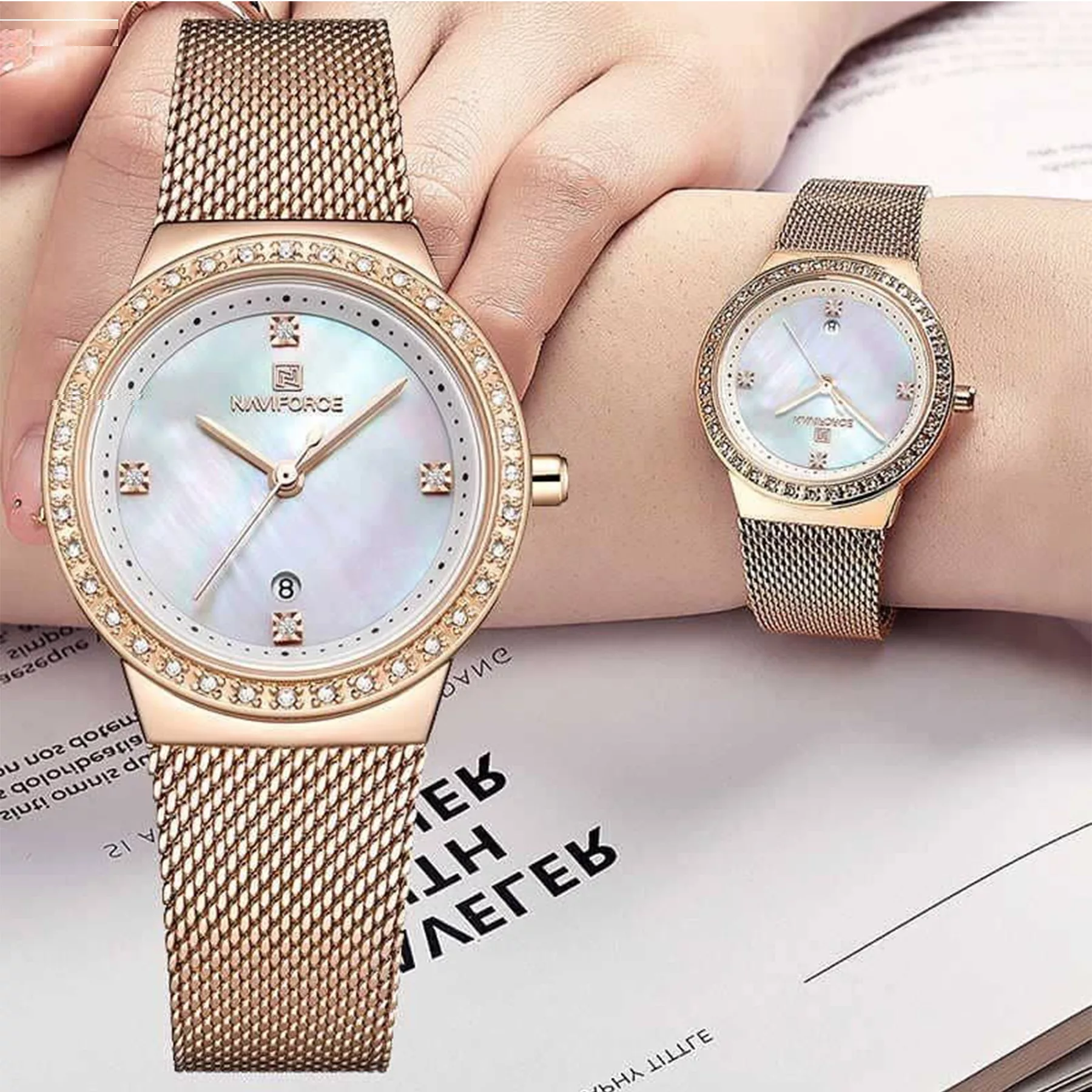 ساعت مچی عقربه ای زنانه نیوی فورس مدل NF5005-RG-WH