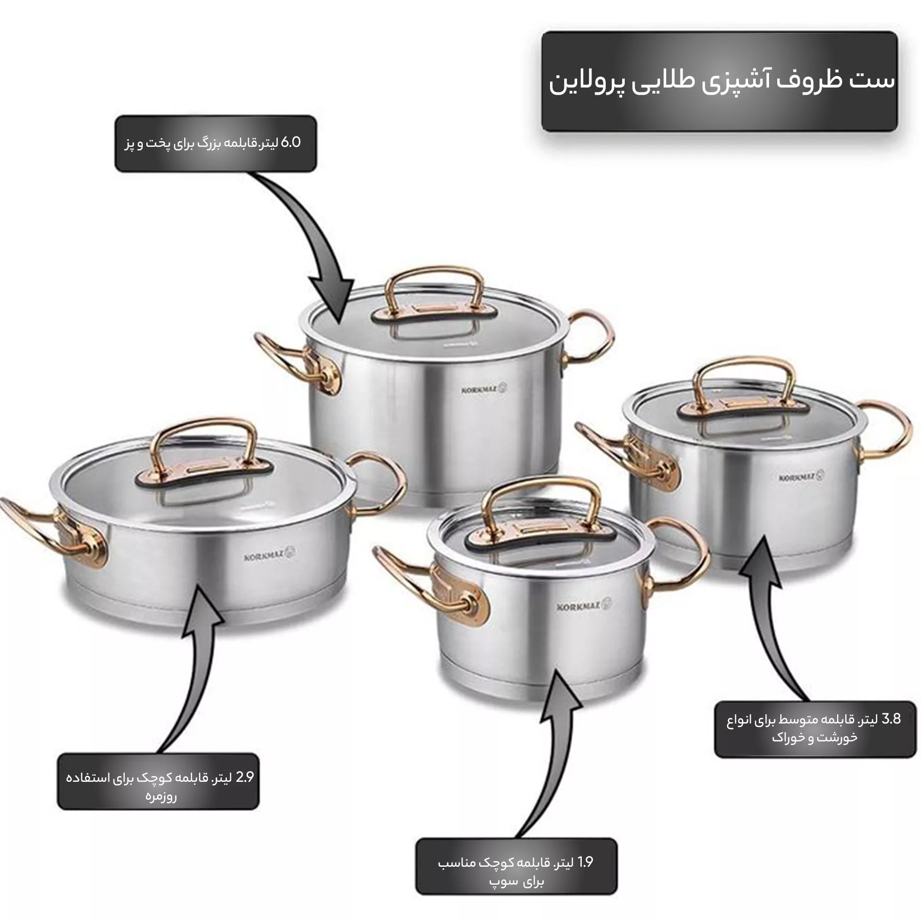 سرویس پخت و پز 8 پارچه کرکماز مدل پرولاین