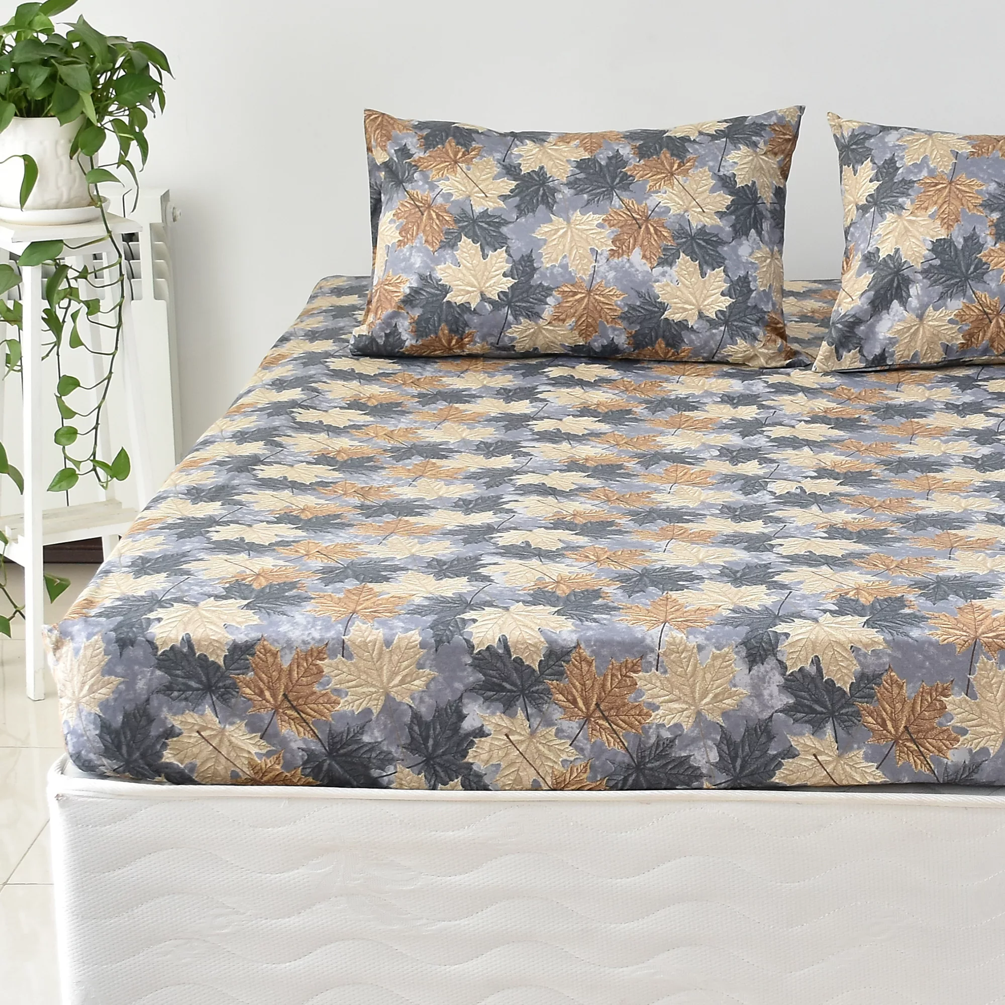 سرویس ملحفه بومرنگ مدل Maple-120 یکنفره 2 تکه