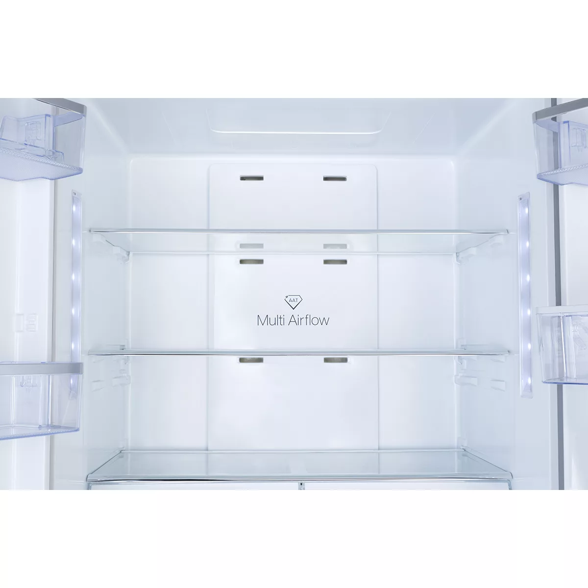 یخچال فریزر ساید بای ساید 28 فوت ایکس ویژن مدل TF540، دارای نمایشگر و یخساز نیمه اتوماتیک، با ارتفاع 185، پهنای 86 و عمق 67.8 سانتی متر، میزان مصرف انرژی A+، دارای 3 طبقه در یخچال و 6 کشو در فریزر