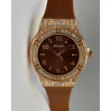 ساعت مچی عقربه ای زنانه بولون مدل کلاسیک قاب دور نگین کد 6