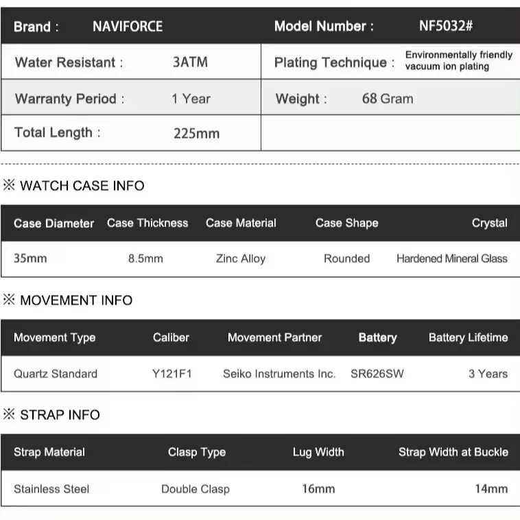ساعت مچی عقربه ای زنانه نیوی فورس مدل NF5032SSW