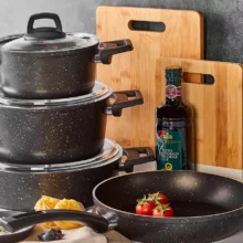سرویس قابلمه 7 پارچه کاراجا مدل Biogranit Blackgold
