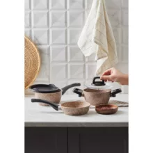 سرویس پخت و پز 5 پارچه کاراجا مدل Bio Granit Wood Stone Mini کد 153.03.08.3538