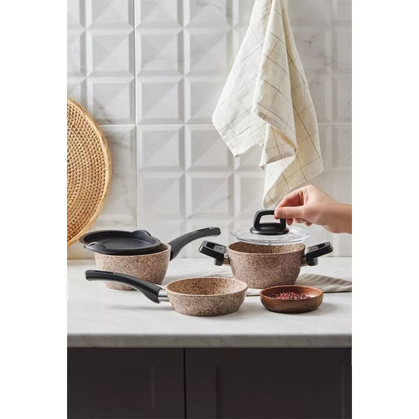 سرویس پخت و پز 5 پارچه کاراجا مدل Bio Granit Wood Stone Mini کد 153.03.08.3538