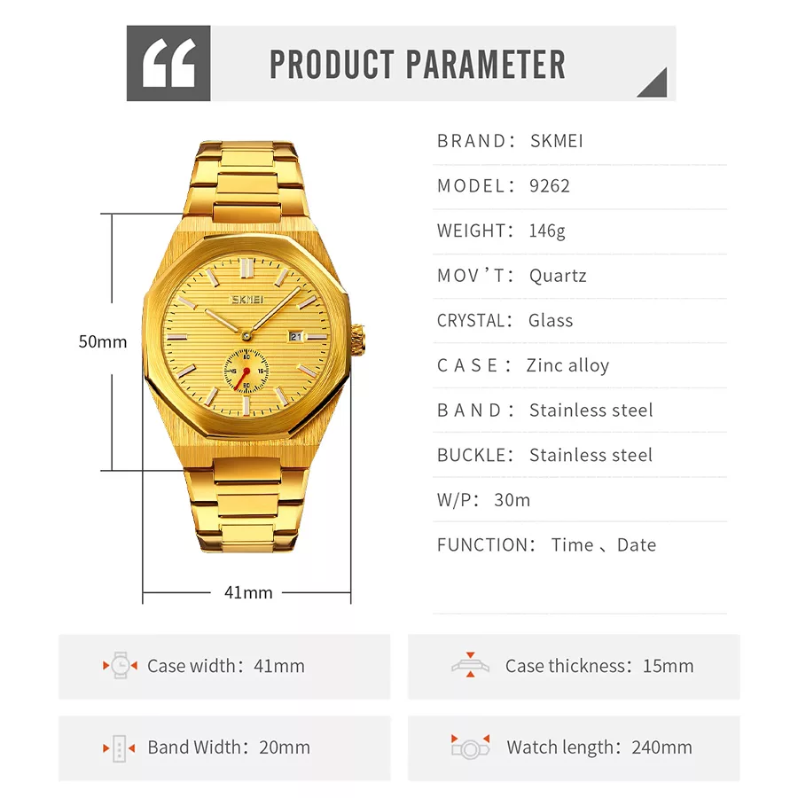 ساعت مچی عقربه ای اسکمی مدل 9262 GD