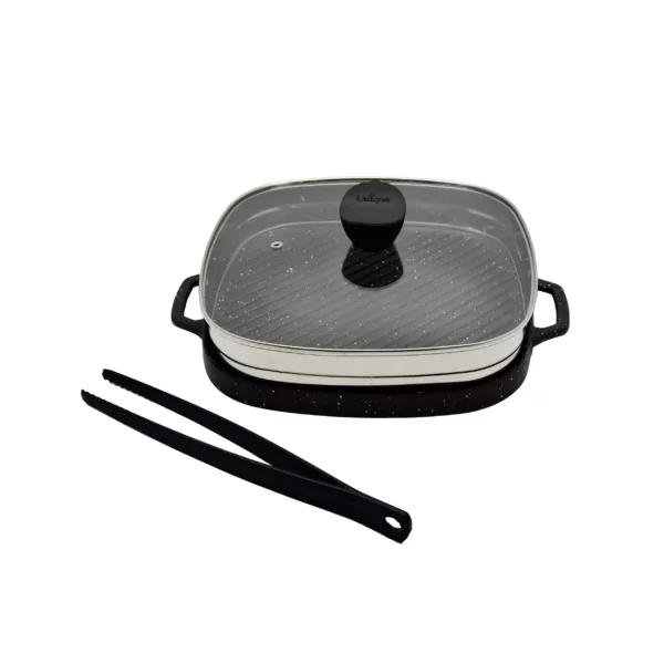 تابه گریل یونیک مدل مربع درب دار سایز 32 کد 6009 مجموعه 3 عددی