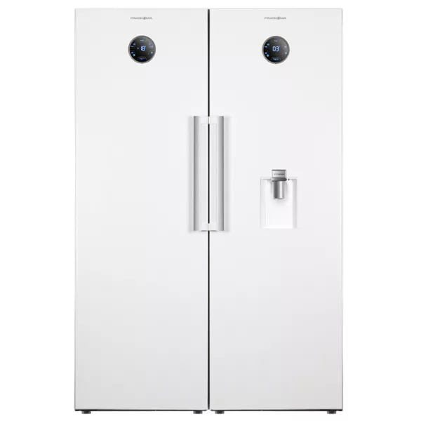 یخچال فریزر دوقلو 40 فوت پاکشوما مدل RTRA-RTFA 900 W، دارای فیلتر تصفیه آب و یخساز اتوماتیک، با ارتفاع 187، پهنای 146 و عمق 59 سانتی متر، میزان مصرف انرژی A+، دارای 5 طبقه در یخچال و 4 کشو در فریزر