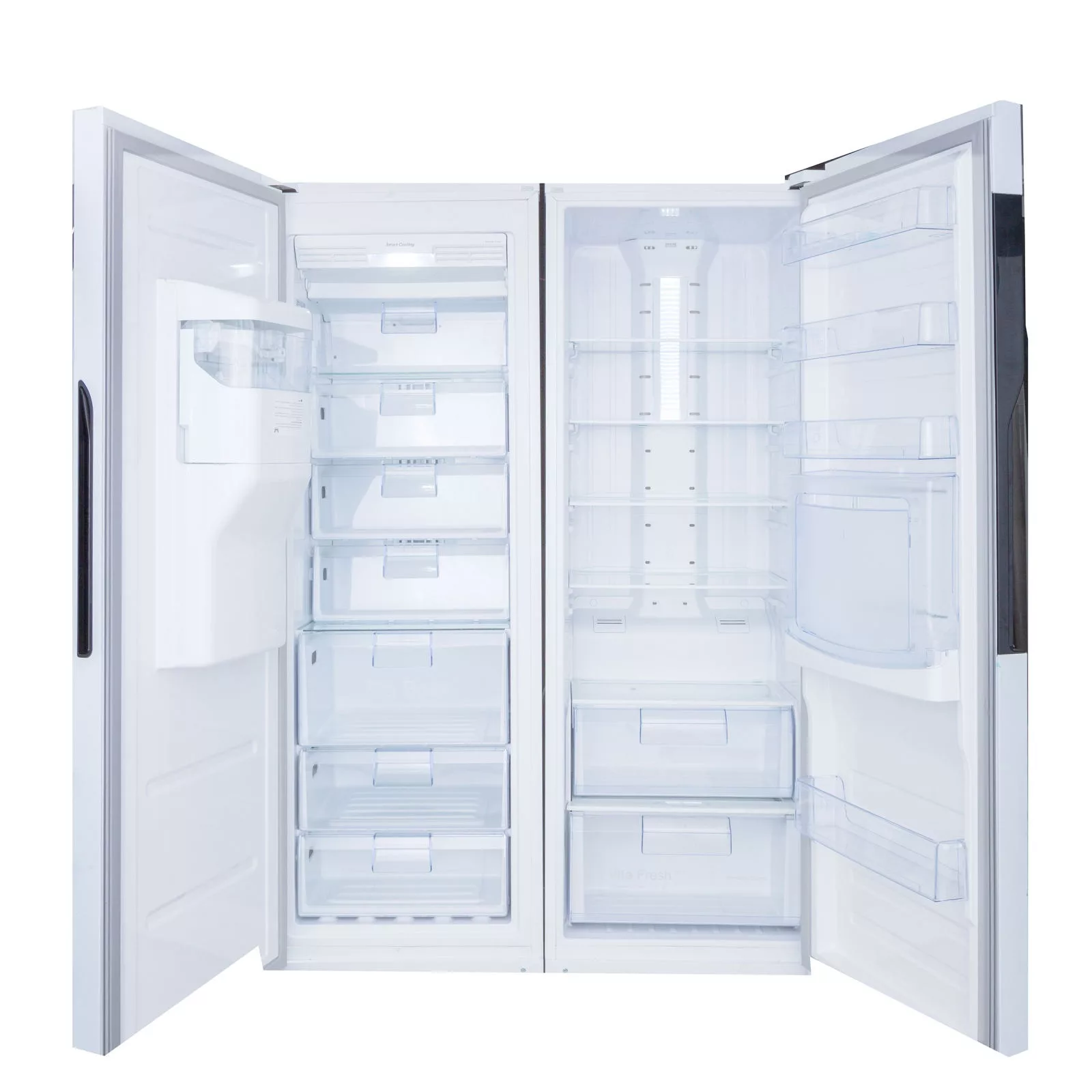 یخچال فریزر دوقلو 17 فوت هیمالیا مدل آلفا NF280a-NR440a، دارای نمایشگر و بدون برفک، با ارتفاع 192، پهنای 130 و عمق 70 سانتی متر، میزان مصرف انرژی B، دارای 5 طبقه در یخچال و 8 کشو در فریزر