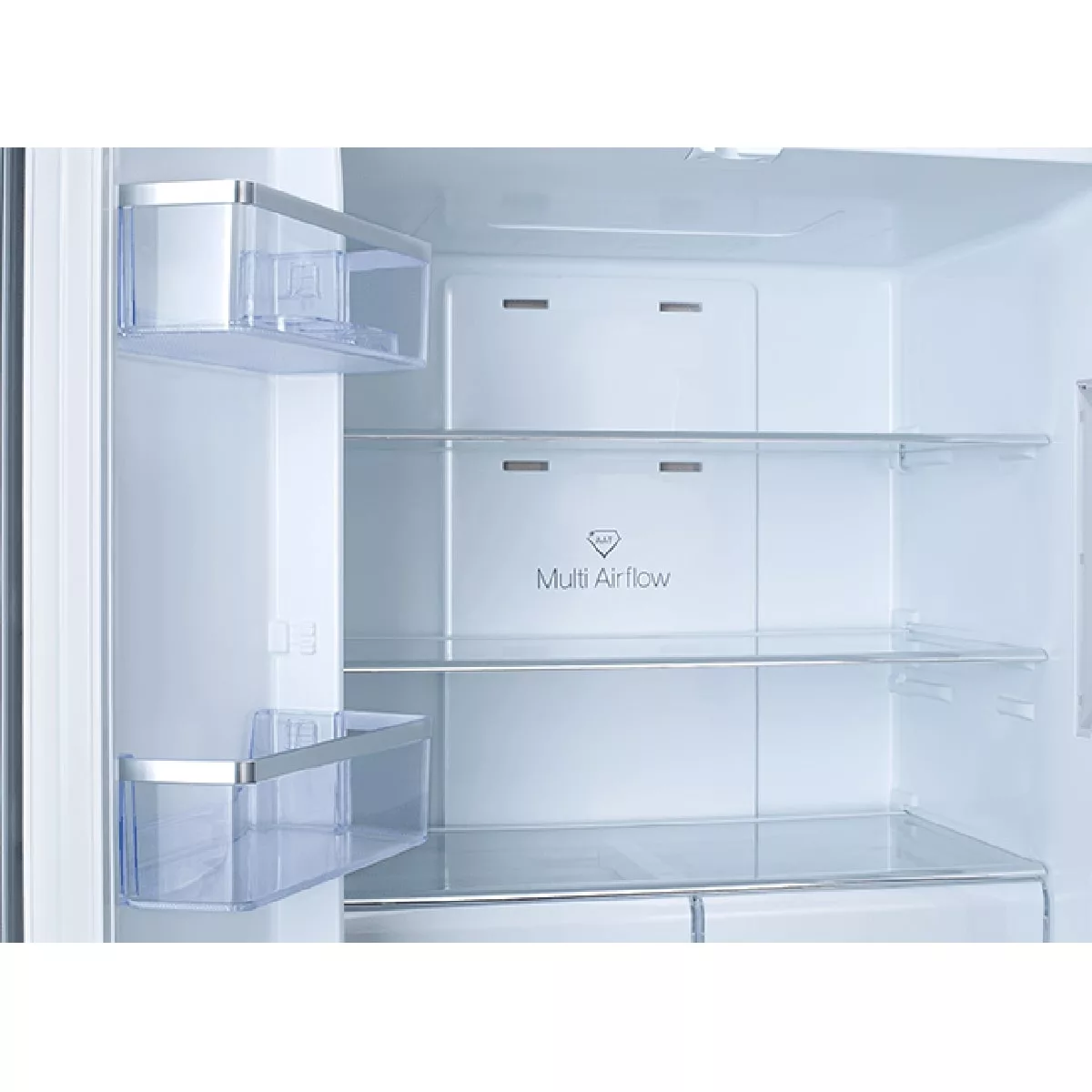 یخچال فریزر ساید بای ساید 28 فوت ایکس ویژن مدل TF540، دارای نمایشگر و یخساز نیمه اتوماتیک، با ارتفاع 185، پهنای 86 و عمق 67.8 سانتی متر، میزان مصرف انرژی A+، دارای 3 طبقه در یخچال و 6 کشو در فریزر